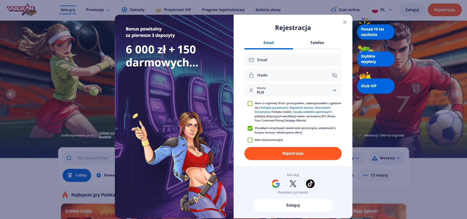 Proces rejestracji w kasyno Vulkan Vegas krok po kroku